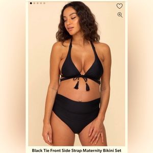 Pinkblush - Black Tie Front Side Strap Maternity Bikini Set